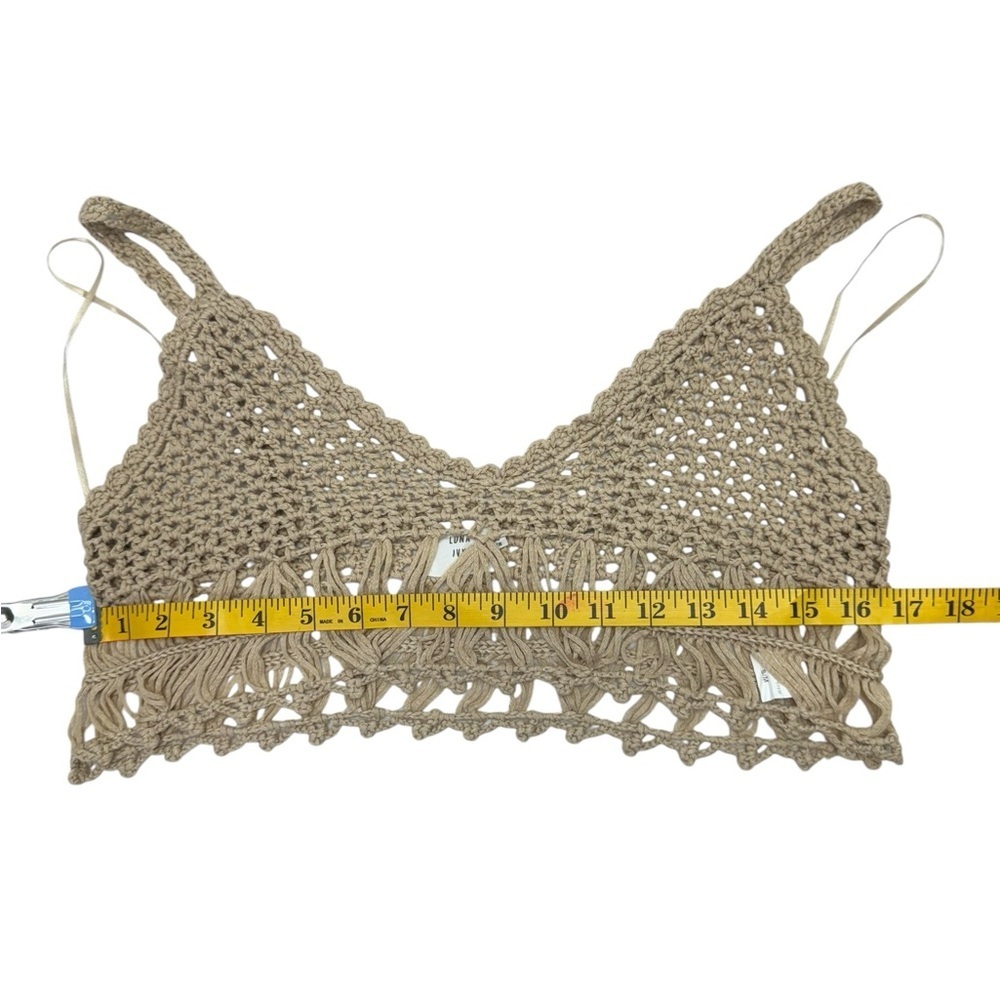 LUNA IVY.  Tan Cropped Cut Out Tank Top - Picture 3 of 6